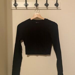 Zara Black Long Sleeve Crop Top